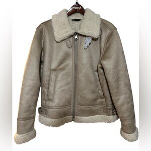 Zara Faux Leather Shearling Jacket